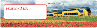 Postrossing postcard ID stickers - 6x trein met tulpen