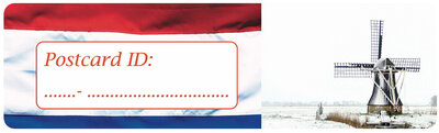 Postcrossing postcard ID stickers - 6x Nederlandse vlag en winterse molen