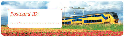 Postrossing postcard ID stickers - 6x trein met tulpen