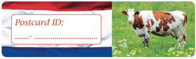 Postcard ID stickers - 6x Nederlandse vlag en koe