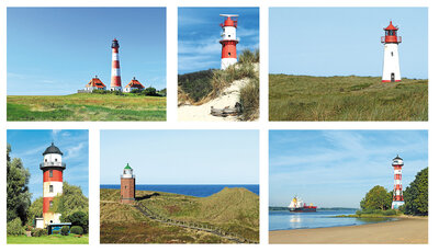 kaartenset Duitse vuurtorens - Postcard German lighthouses - Postkarten Set Deutsch Leuchttürme 