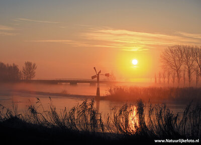 ansichtkaart zonsopkomst in de winter